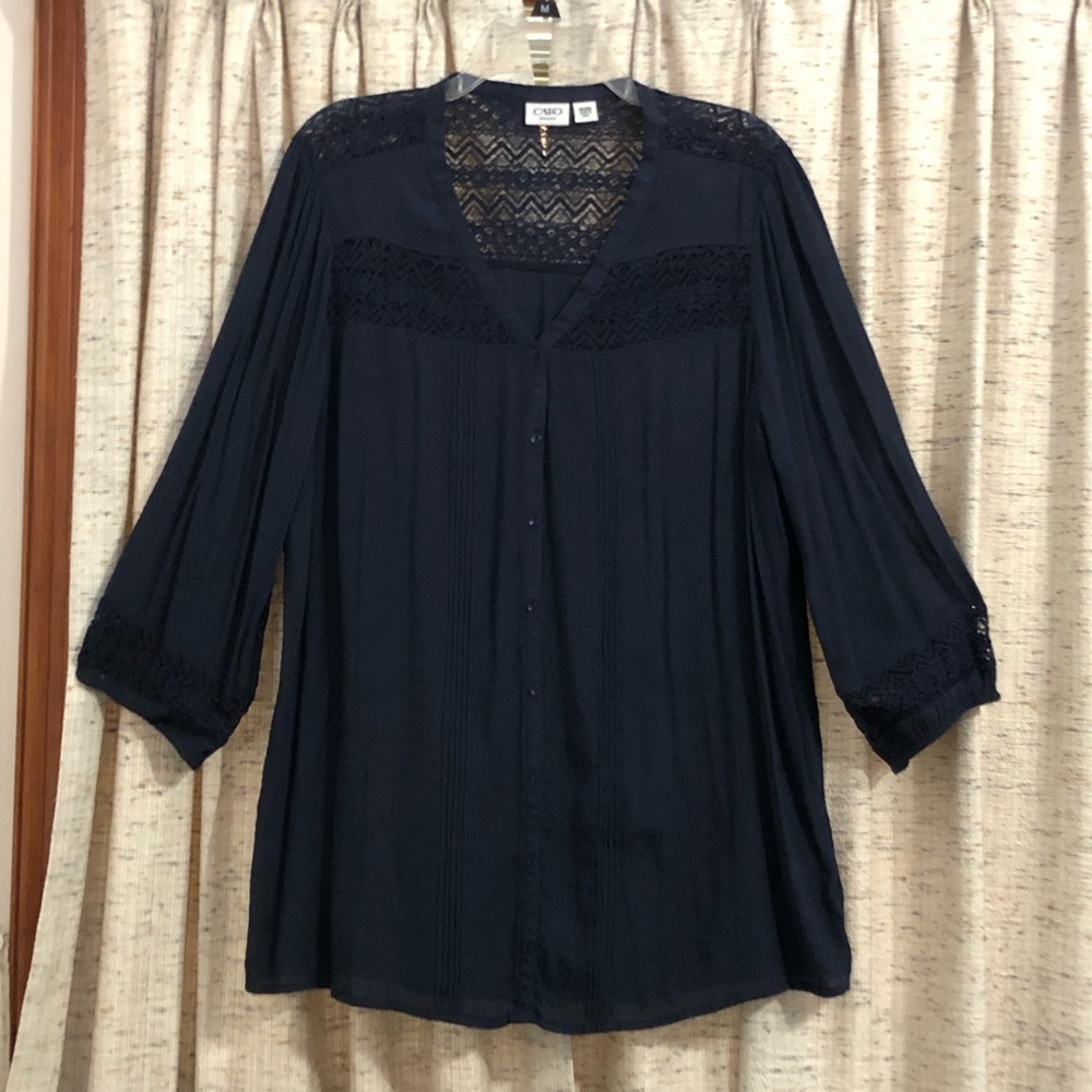 Cato Woman Lace Inset Gauze Tunic Top - 18/20W